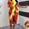 Tie Dye Print Rachel Slit Casual Dress